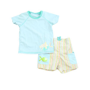 Happi Boys Aqua | Yellow | Orange Strips 2-piece Swimsuit size: 3-6 Months